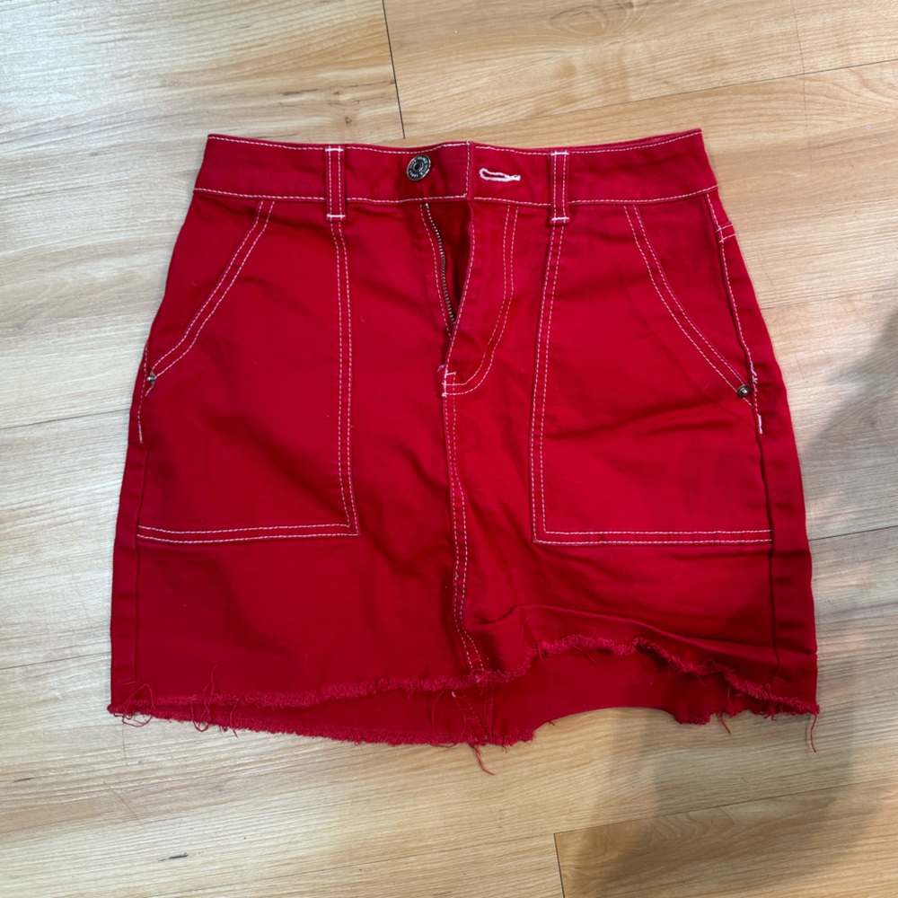 Wild Fable Red Denim Skirt Size: XS